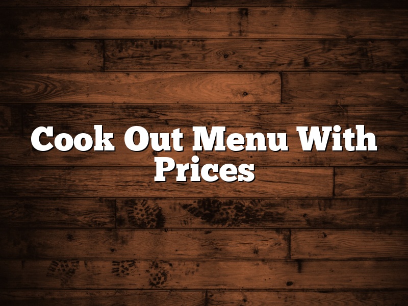 Cook Out Menu With Prices