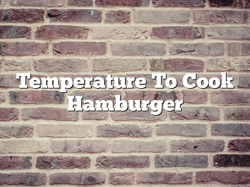 Temperature To Cook Hamburger